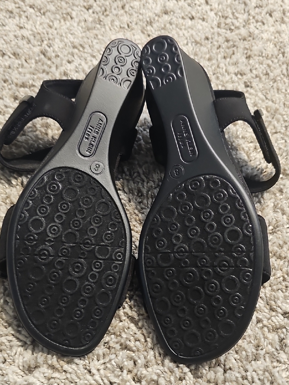 Anne Klein Black Two-Strap Heel Sandals - Picture 9 of 11